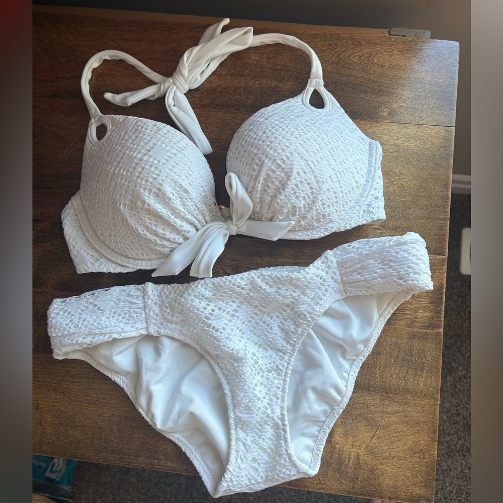 Victoria's Secret White Lace Textured Bikini